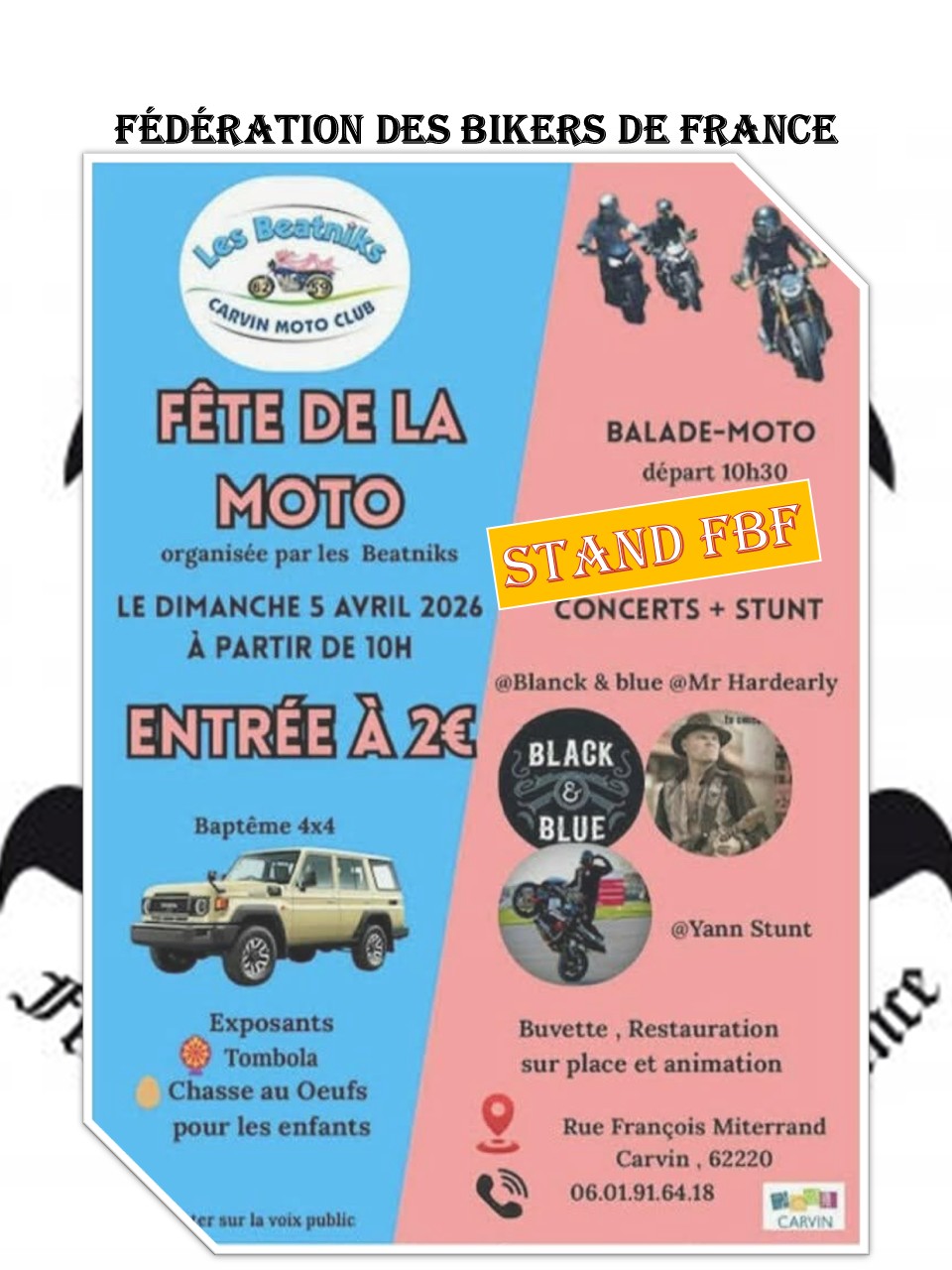 Stand FBF à la Fête de la Moto de Carvin (62)