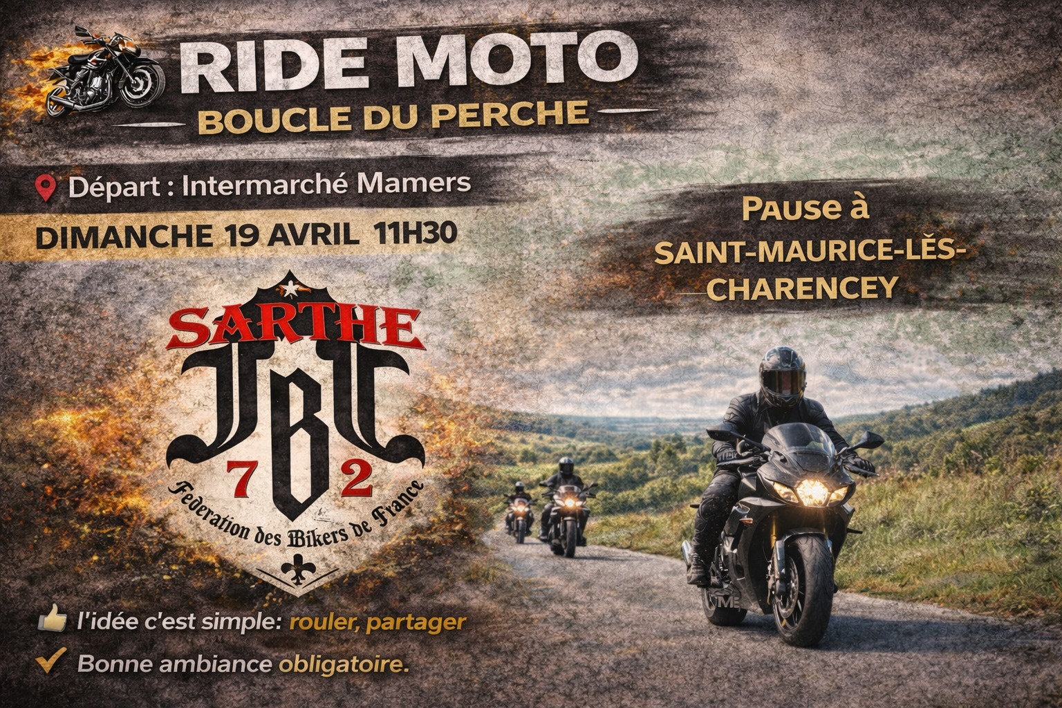 FBF 72 - Balade Moto - Boucle du Perche (~165 km)