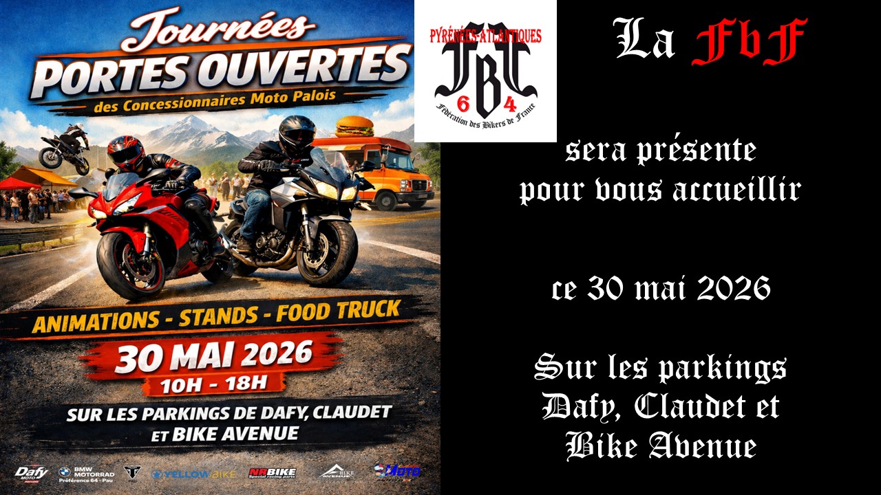 La FBF64 pose son stand aux portes ouvertes Moto de Pau