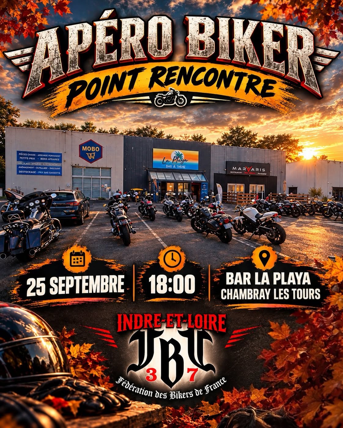 APERO BIKERS Point rencontre FBF37 à la PLAYA