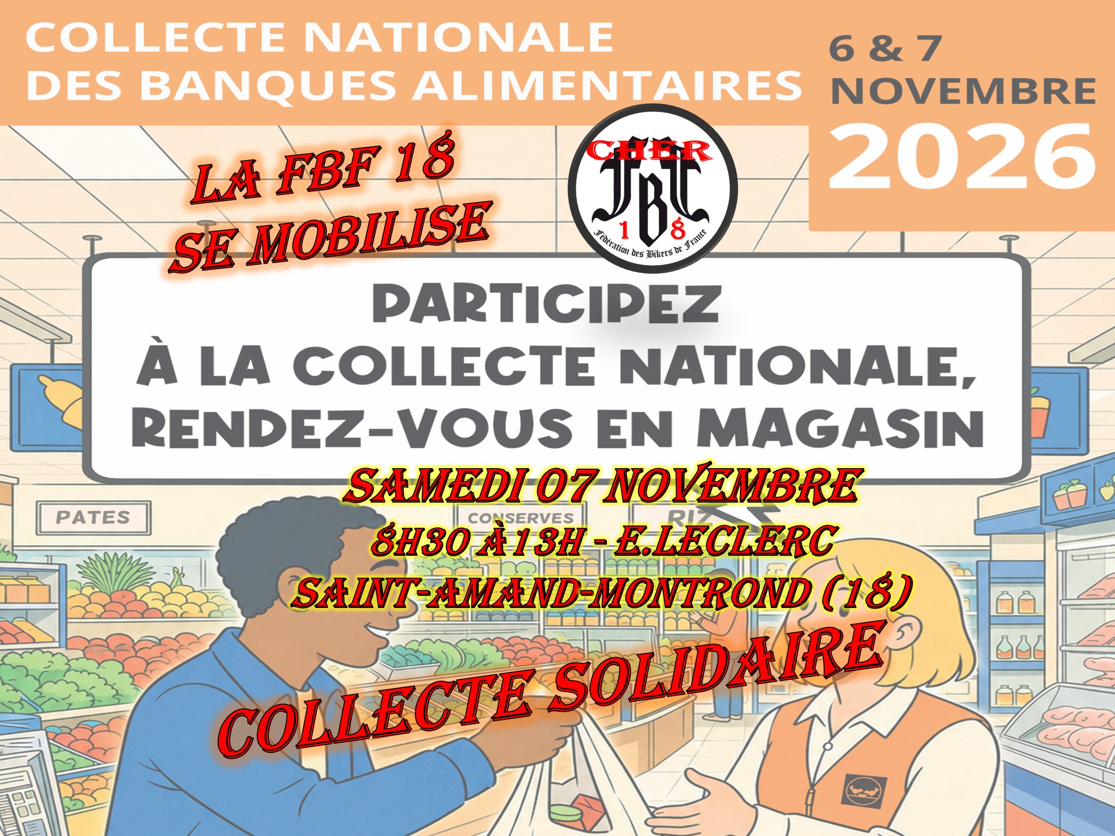 FBF 18 - COLLECTE SOLIDAIRE avec la BANQUE ALIMENTAIRE DU CHER